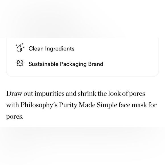 FREE💝 Philosophy Purity Made Simple Pore Extractor Clay Mask 🪞 NEW IN BOX - Picture 4 of 5